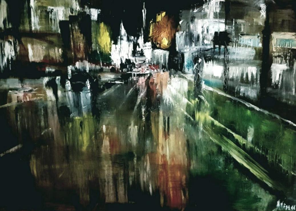 ArteDiAlina.com painting: Wet street